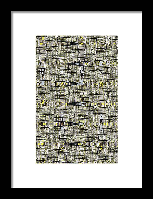 Black Walnut Drawing With Yellow Abstract Framed Print featuring the digital art Black Walnut Drawing With Yellow Abstract by Tom Janca
