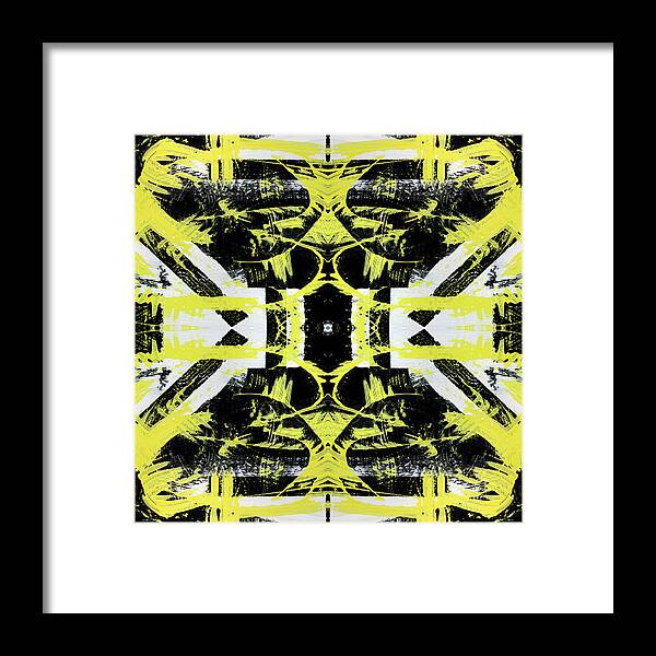 Abstract Pattern Framed Print featuring the painting Black White Yellow Pattern by Christina Rollo