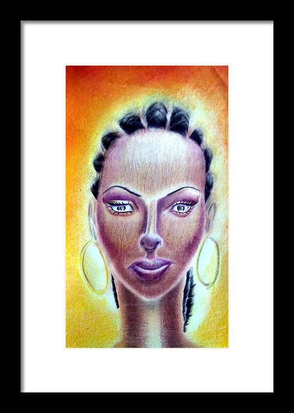 Black Art Framed Print featuring the drawing Black Woman by Donald Cnote Hooker