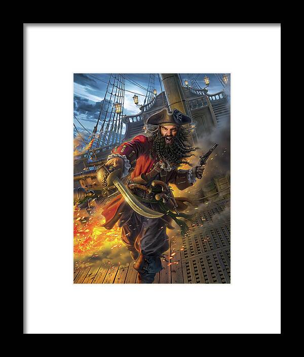 Pirates Framed Print featuring the digital art Blackbeard by Mark Fredrickson