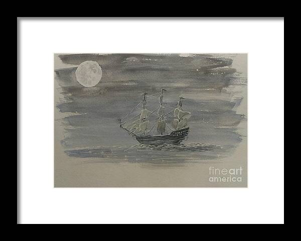 Pirate Framed Print featuring the painting Blackbeard's ship by Stacy C Bottoms