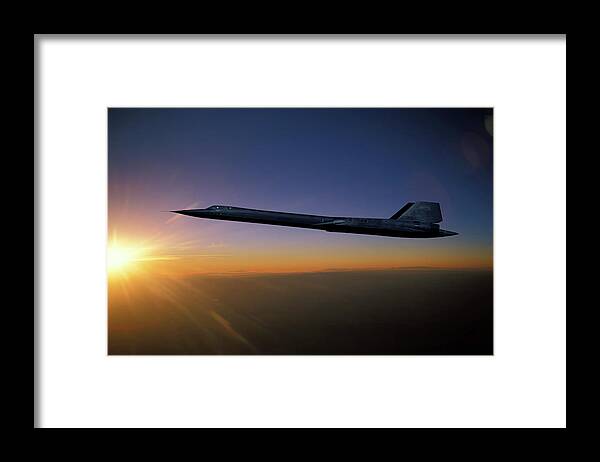 Lockheed Sr-71 Blackbird Framed Print featuring the mixed media Blackbird at the Tip of the Sun by Erik Simonsen