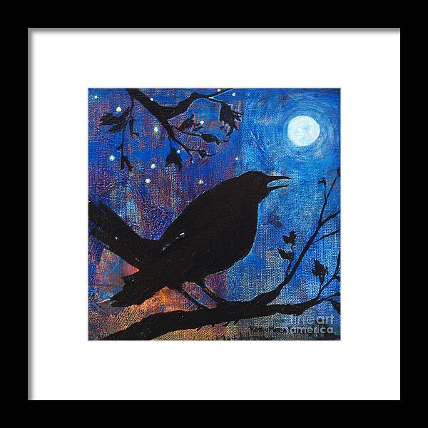 Blackbird Singing Framed Print featuring the painting Blackbird Singing by Robin Pedrero