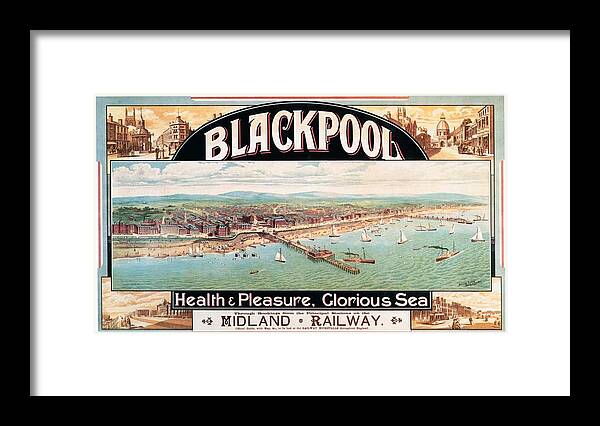 Blackpool Framed Print featuring the mixed media Blackpool, England - Retro Travel Advertising Poster - Seaside Resort - Vintage Poster by Studio Grafiikka