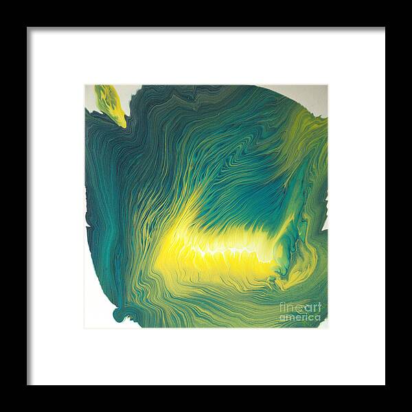 Green Framed Print featuring the painting Blazing Leaf by Maria Martinez