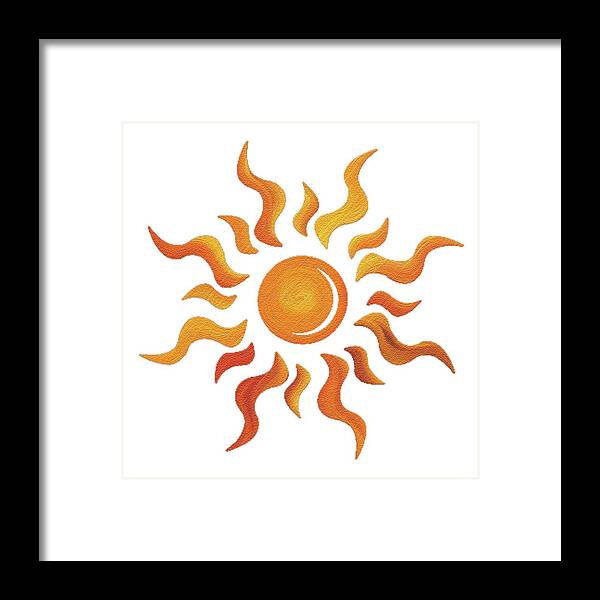 Blazing Sun; Sun; Soutwest; T-shirt; Hot; Arizona; Tucson; Apparel; Painting; Graphic Art; Didesigns; Graphics; Diana L Elliott; Artist; Art; Brooklyn; New York City; Usa Framed Print featuring the painting Blazing Sun by DiDesigns Graphics