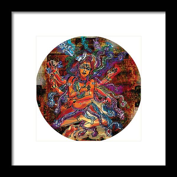 Shiva Framed Print featuring the painting Blessing Shiva by Guruji Aruneshvar Paris Art Curator Katrin Suter