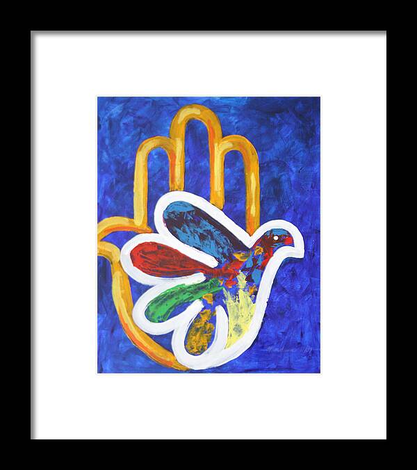 Judaica Framed Print featuring the painting Blessings Of Peace by Mordecai Colodner