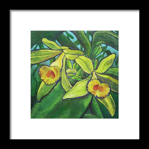 Coconut Bliss Framed Print featuring the painting Blissful Vanilla Orchids by Tara D Kemp
