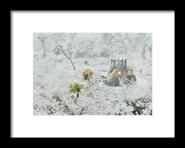 Desert Snowstorm Framed Print featuring the photograph Blizzard in the High Desert by Angela J Wright
