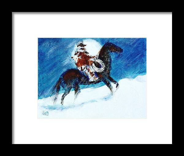 Blizzard Moon Framed Print featuring the painting Blizzard Moon-The Last Stray by Seth Weaver