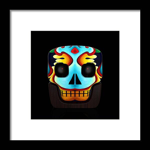 Skull Framed Print featuring the painting Block Skull by Amy Ferrari