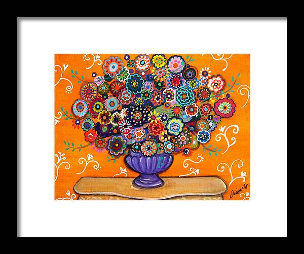 Prisarts Framed Print featuring the painting Blooms 6 by Pristine Cartera Turkus