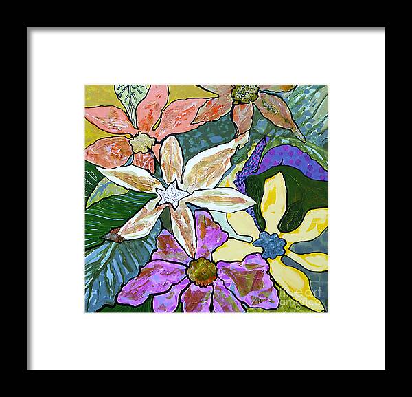 Flower Framed Print featuring the painting Blooms by Marilyn Brooks