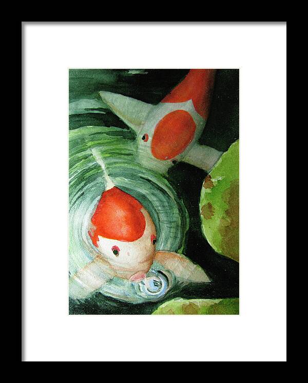 Koi Framed Print featuring the painting Blowing Bubbles by April Burton