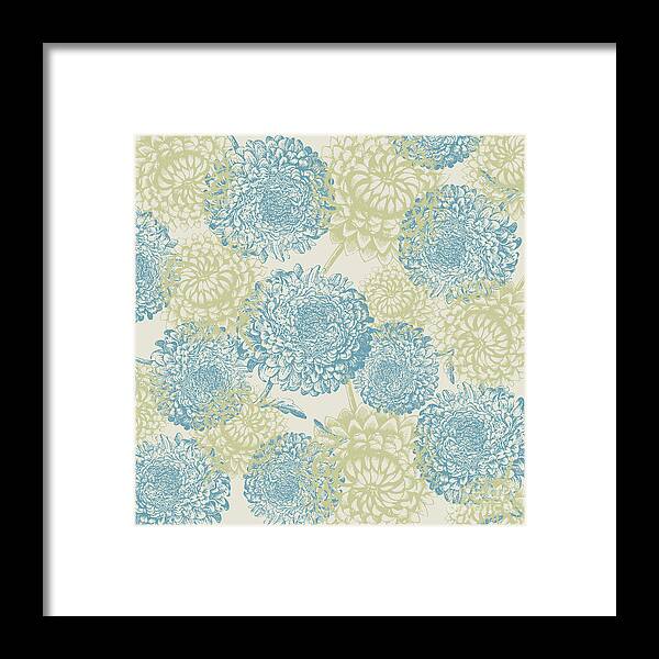 Graphic-design Framed Print featuring the digital art Blue And Green Flowers by Sylvia Cook