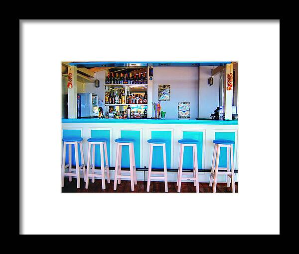 Aegean Framed Print featuring the photograph Blue And White Bar by Andreas Thust