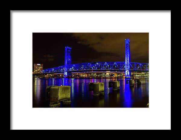 Night Framed Print featuring the photograph Blue Bridge 1 by Arthur Dodd