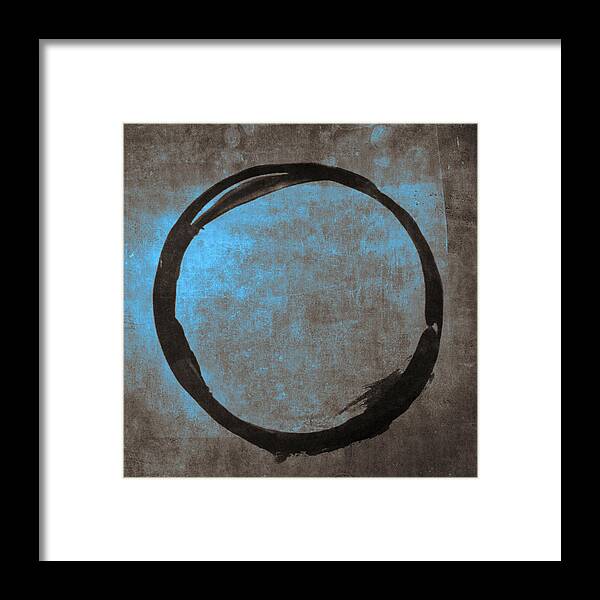 Blue Framed Print featuring the painting Blue Brown Enso by Julie Niemela
