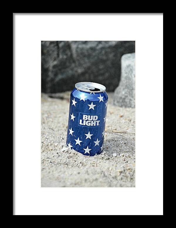 Beer Framed Print featuring the mixed media Blue Bud Light by Trish Tritz