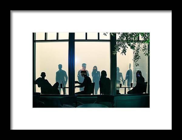 Bluecafe Framed Print featuring the photograph Blue Cafe by Bobby Villapando