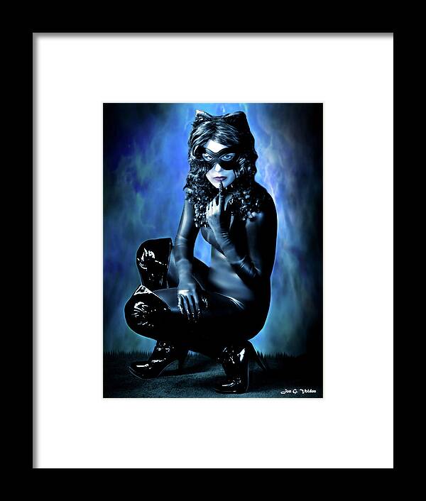 Cat Woman Framed Print featuring the photograph Blue Cat by Jon Volden