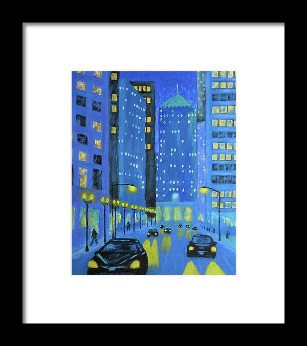 Chicago Art Framed Print featuring the painting Blue City Blues by J Loren Reedy