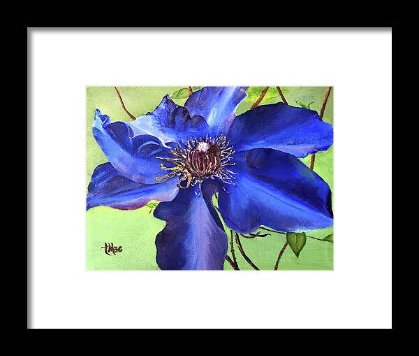 Floral Framed Print featuring the painting Blue Clematis by Terry R MacDonald