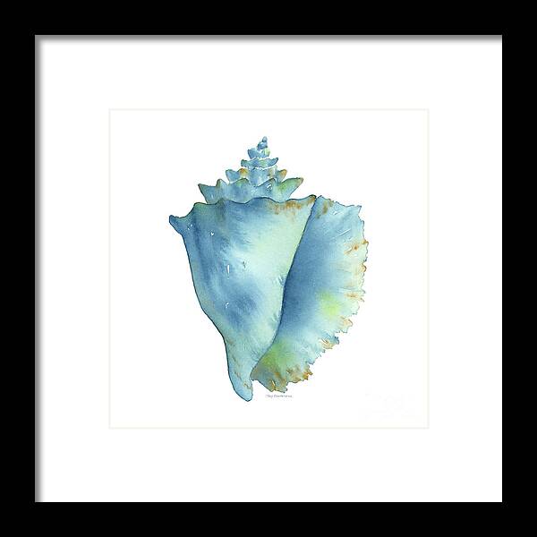 Conch Shell Framed Print featuring the painting Blue Conch Shell by Amy Kirkpatrick