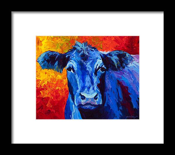Marion Rose Framed Print featuring the painting Blue Cow II by Marion Rose