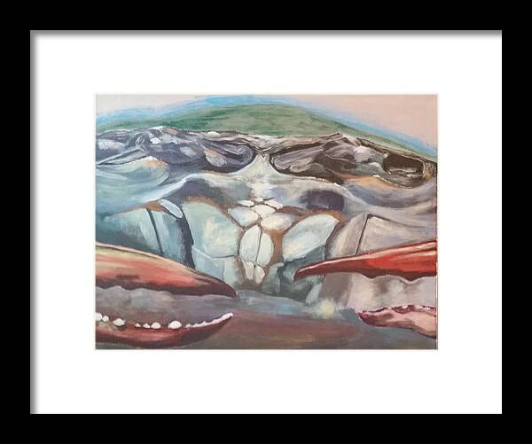 Blue Crab Framed Print featuring the painting Blue Crab Self Portrait by Mike Jenkins