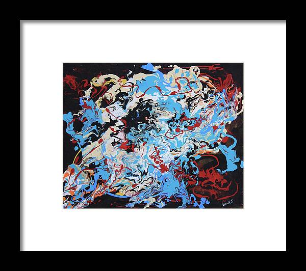 Abstract Expressionism Framed Print featuring the painting Blue Dragon by Art Enrico