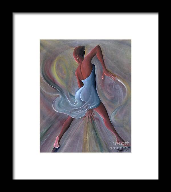 Female Framed Print featuring the painting Blue Dress by Ikahl Beckford
