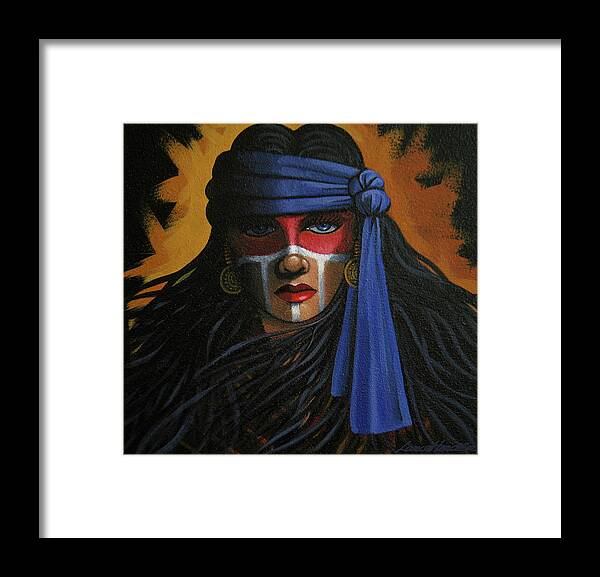 Women Framed Print featuring the painting Blue Eyes by Lance Headlee
