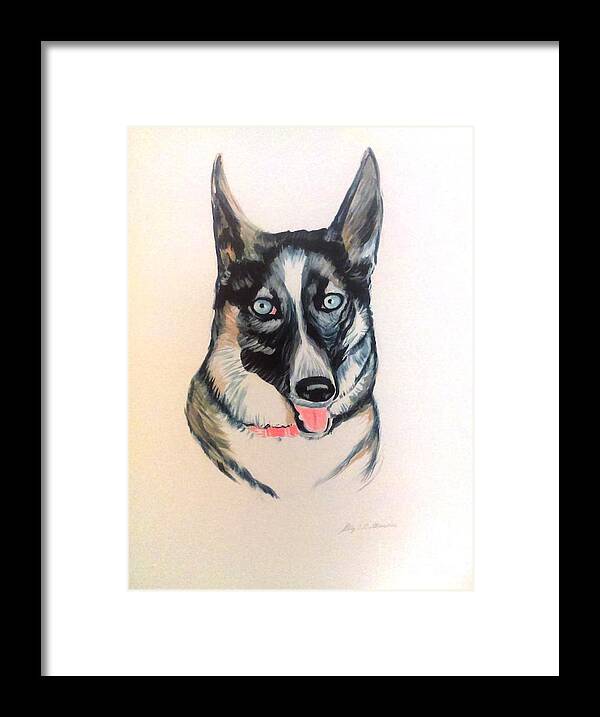 Husky Framed Print featuring the painting Blue Eyes by Stacy C Bottoms