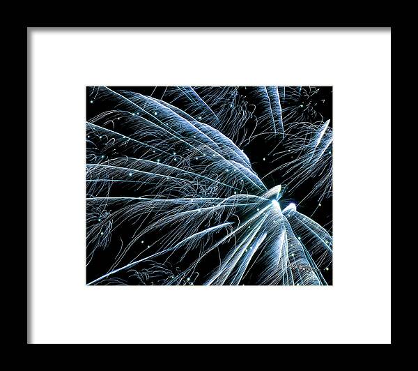 Fireworks Framed Print featuring the photograph Blue Fairy Fireworks #0710_3 by Barbara Tristan