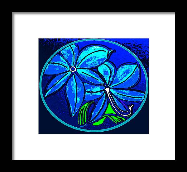 Modern Art Abstract Contemporary Vivid Colors Framed Print featuring the digital art Blue Flower by Phillip Mossbarger