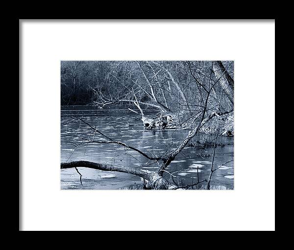 Winter Framed Print featuring the digital art Blue Freeze by Wild Thing