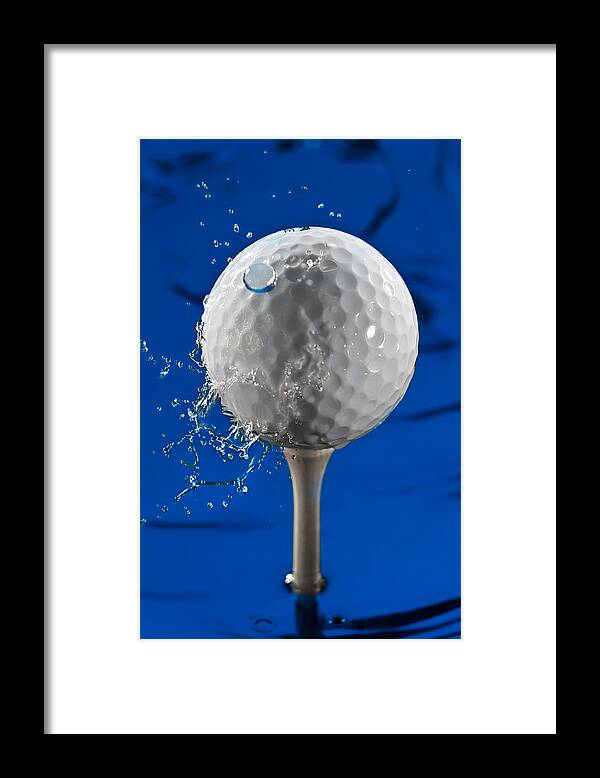 Golf Framed Print featuring the photograph Blue Golf Ball Splash by Steve Gadomski