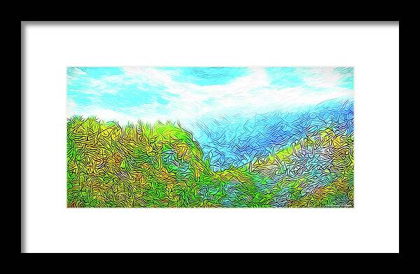 Joelbrucewallach Framed Print featuring the digital art Blue Green Mountain Vista - Colorado Front Range View by Joel Bruce Wallach