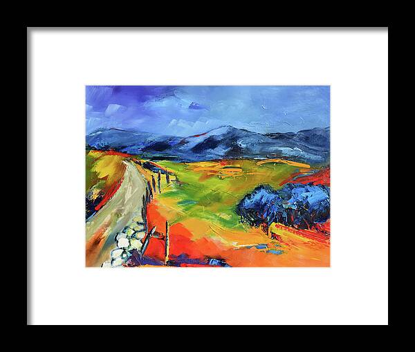 Blue Hills Framed Print featuring the painting Blue Hills by Elise Palmigiani by Elise Palmigiani
