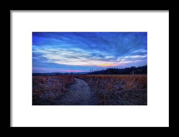 Wisconsin Landscape Framed Print featuring the photograph Blue Hour after Sunset at Retzer Nature Center by Jennifer Rondinelli Reilly - Fine Art Photography
