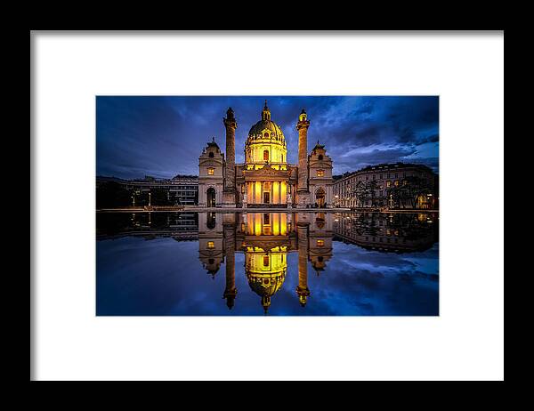 Karlskirche Framed Print featuring the photograph Blue Hour at Karlskirche by Kevin McClish