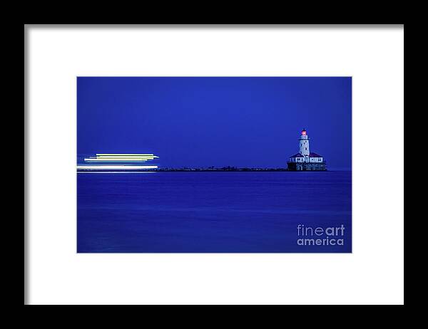 Chicago Framed Print featuring the photograph Blue hour over Lake Michigan by Izet Kapetanovic