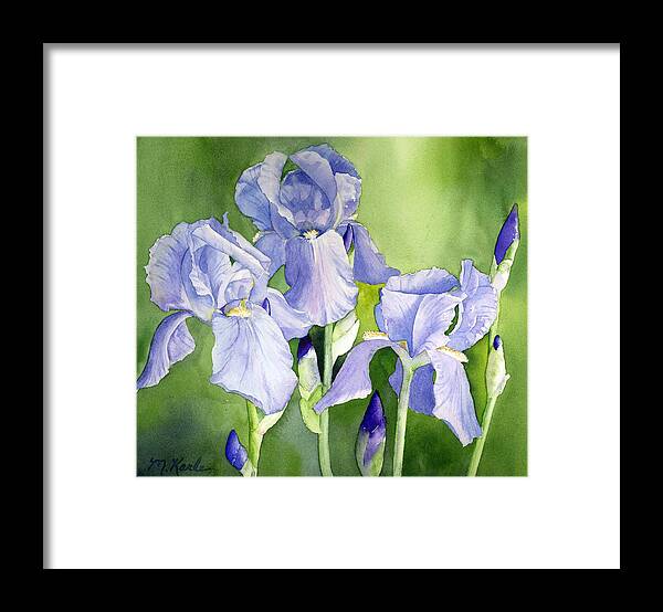 Flower Framed Print featuring the painting Blue Iris by Marsha Karle