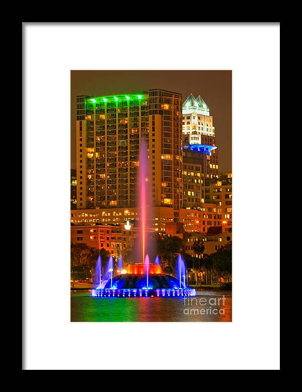 Lake Eola Framed Print featuring the photograph Blue Lake Eola Fountain by Adam Jewell