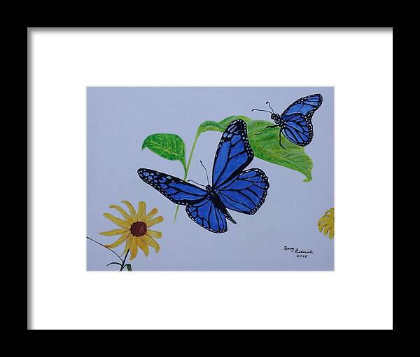 Monarch Framed Print featuring the painting Blue Monarch by Terry Frederick