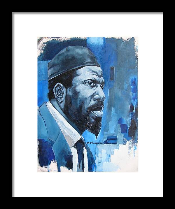 Thelonious Monk Blue Piano Jazz Framed Print featuring the painting Blue Monk by Martel Chapman