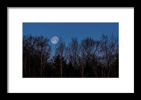 Moon Framed Print featuring the photograph Blue Moon Blue Hour by Joe Holley