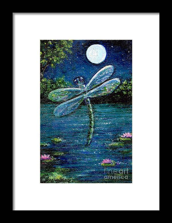 Blue Moon Framed Print featuring the painting Blue Moon Dragonfly by Sandra Estes